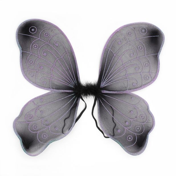 Ali di fata nere e viola glitterate