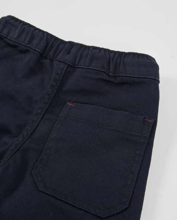 Jeans Boy Blu Navy in Cotone Elasticizzato con Ricamo Auto