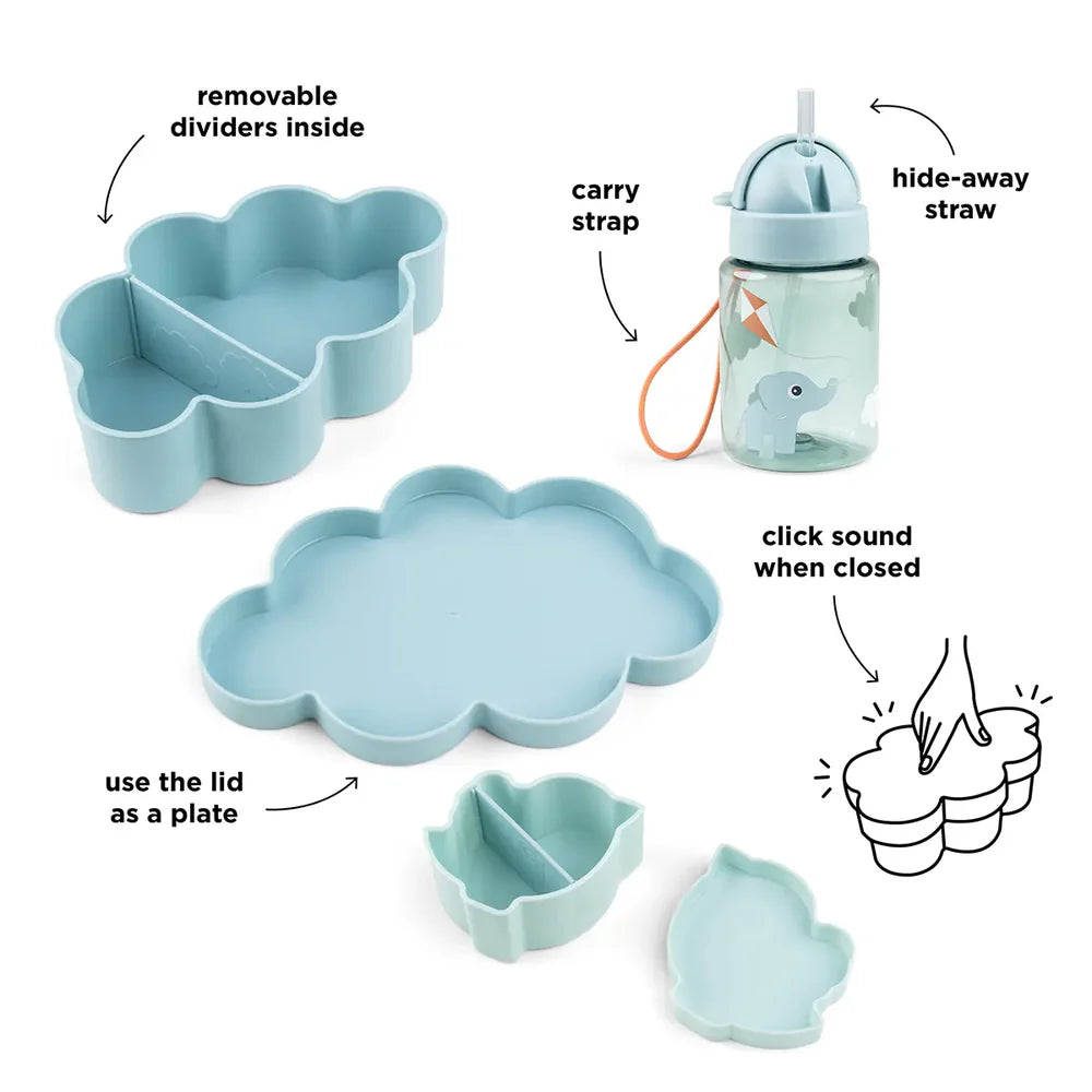 Lunch box e snack con bottiglia con cannuccia - Playground