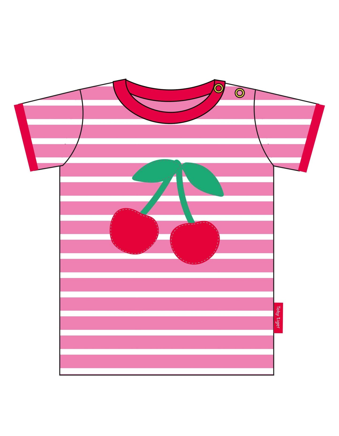Maglietta a maniche corte per bambini in cotone biologico con applicazione di ciliegie- girl
