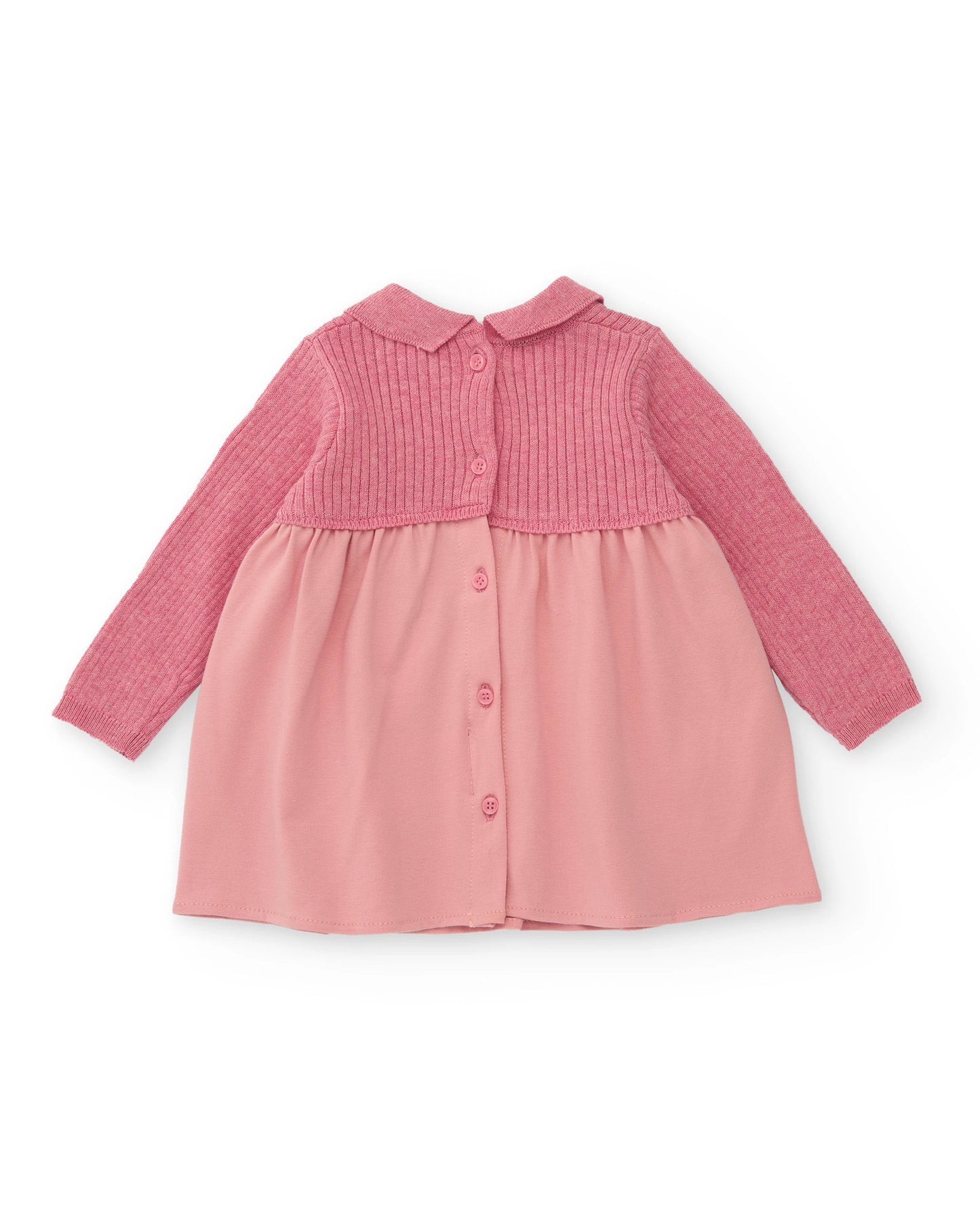 Vestitino in maglia rosa con cuore ricamato- Newborn