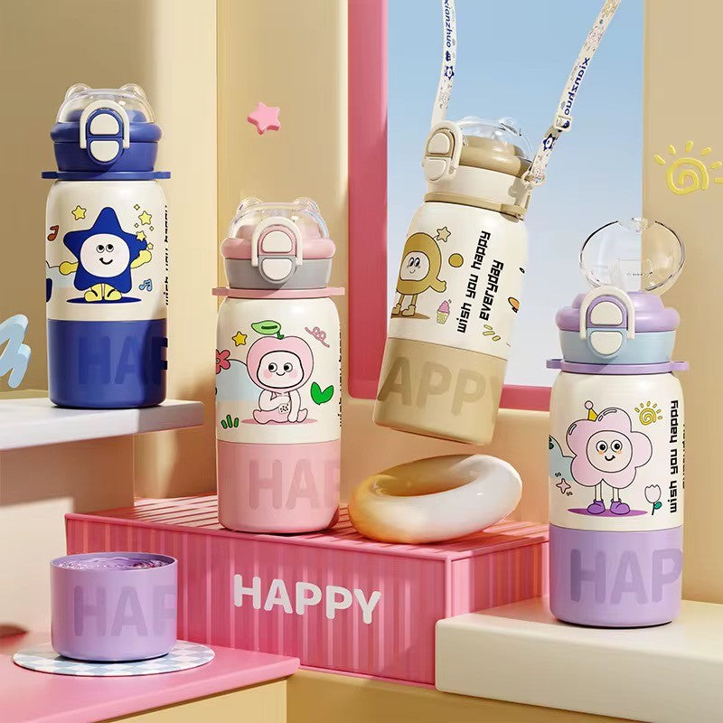 Borraccia Termica Bambini 500ml – Acciaio Inox 3 in 1 con cannuccia