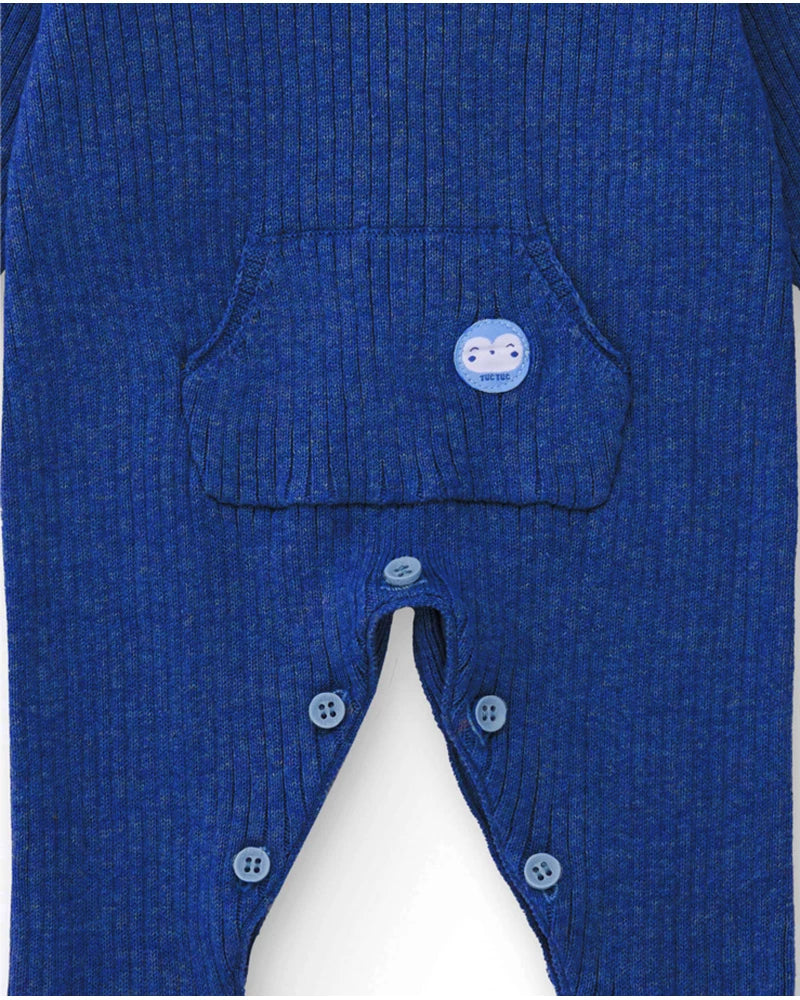Tutina in maglia azzurra con colletto classico - Newborn