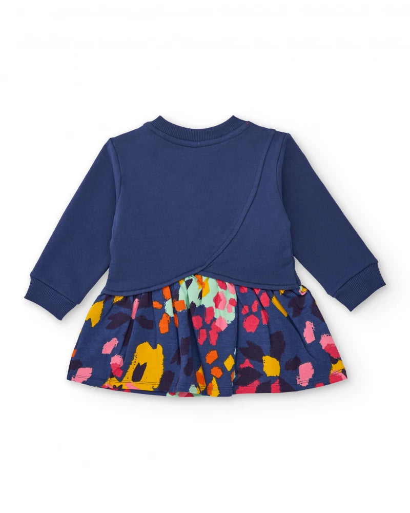 Vestito in maglia Blu Navy con fiori - TucTuc Girl