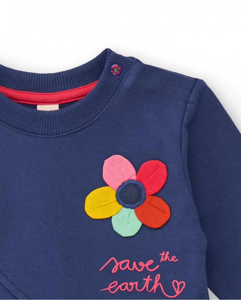 Vestito in maglia Blu Navy con fiori - TucTuc Girl