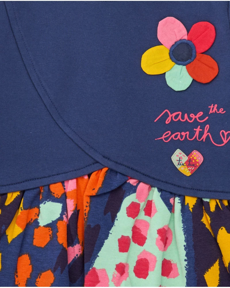 Vestito in maglia Blu Navy con fiori - TucTuc Girl