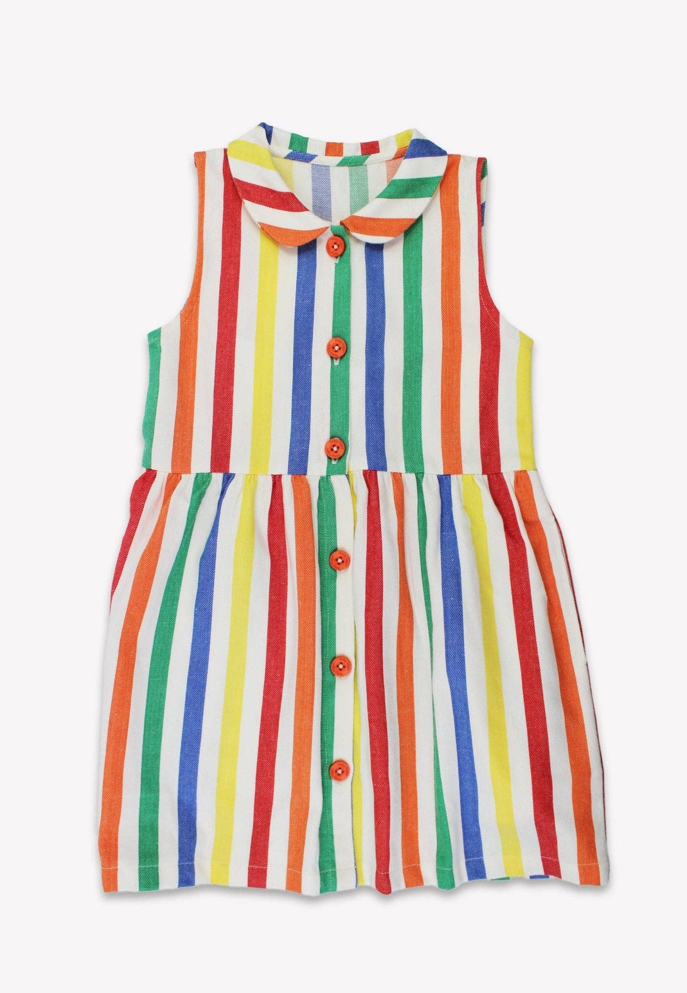 Abito smanicato Girl - cotone biologico con strisce colorate