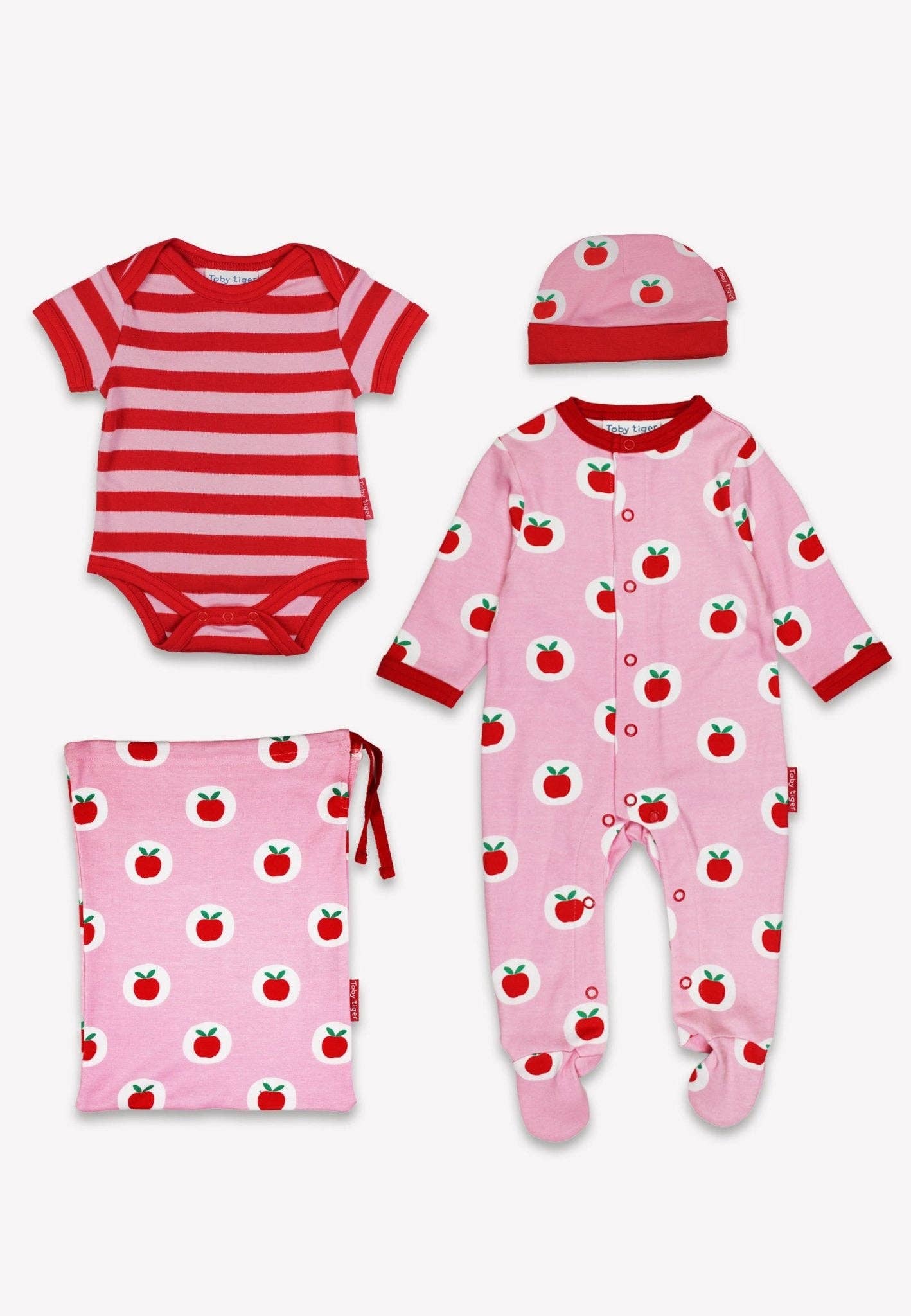 Set regalo Newborn in cotone biologico con stampa di mele