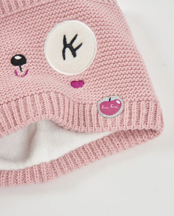 Set Girl in Tricot Rosa – Berretto con Orecchiette e Scaldacollo