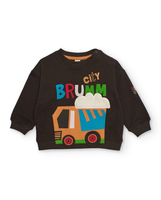 Felpa nera con stampa colorata “City Brumm” – Tuc Tuc Boy