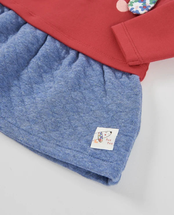 Vestito girl in felpa per neonata con motivo di cagnolino