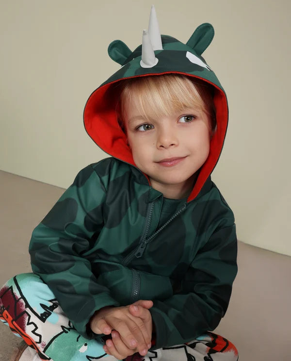 Impermeabile bambino con motivo di rinoceronte e cappuccio foderato - Boy