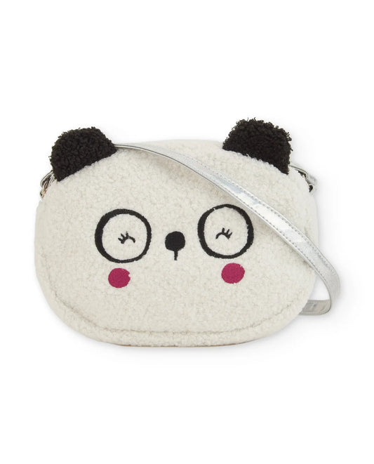 Borsa Panda Bambina in Peluche Effetto Montone con Tracolla