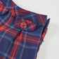 Gonna Pantalone Girl a Quadri Rossi e Blu Navy con Bottoni