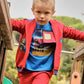 Maglia Boy Blu in Cotone con Stampa Auto – Maniche Lunghe