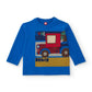 Maglia Boy Blu in Cotone con Stampa Auto – Maniche Lunghe