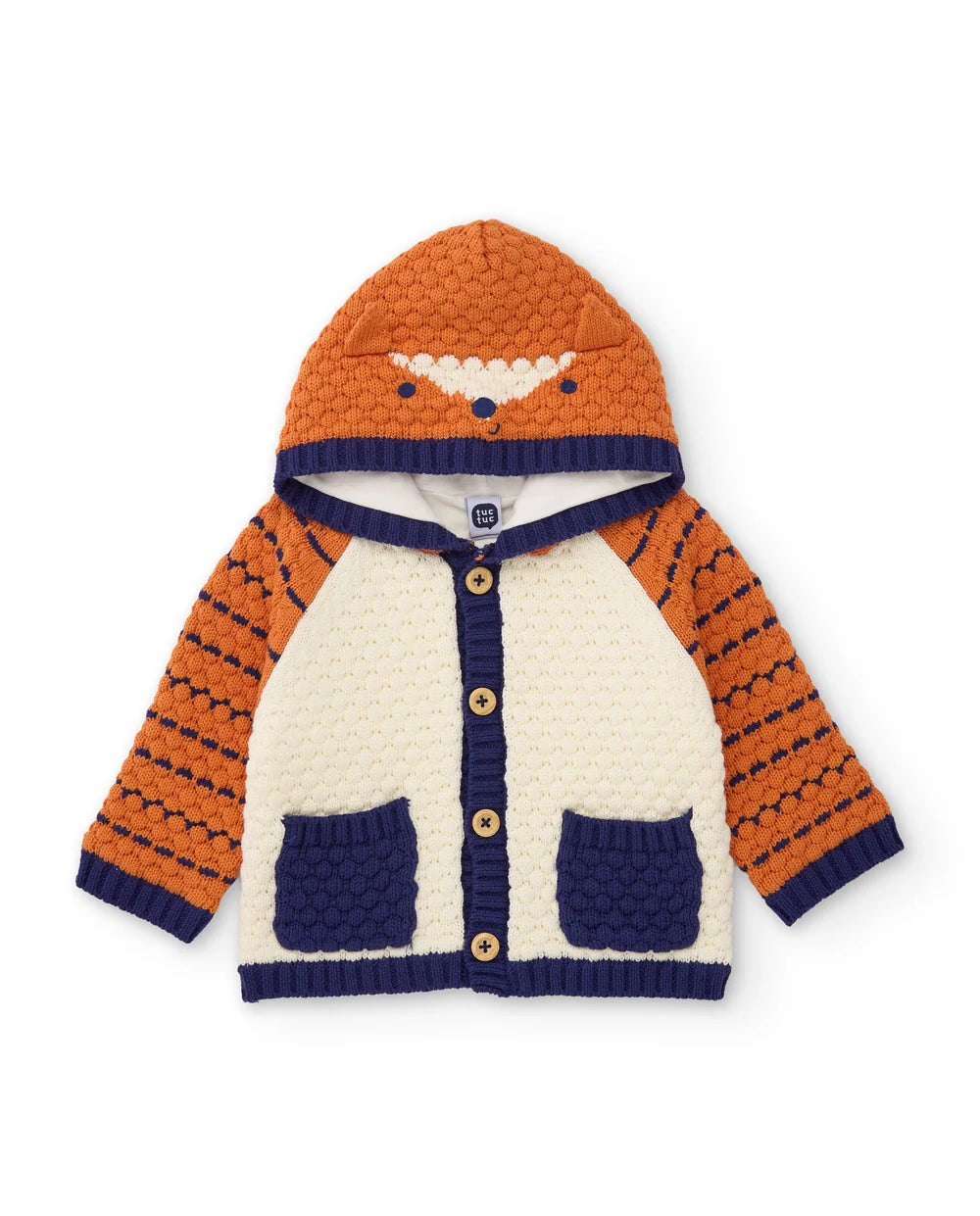 Giacca in Maglia Neonato 100% Cotone con Cappuccio e Bottoni