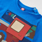 Maglia Boy Blu in Cotone con Stampa Auto – Maniche Lunghe