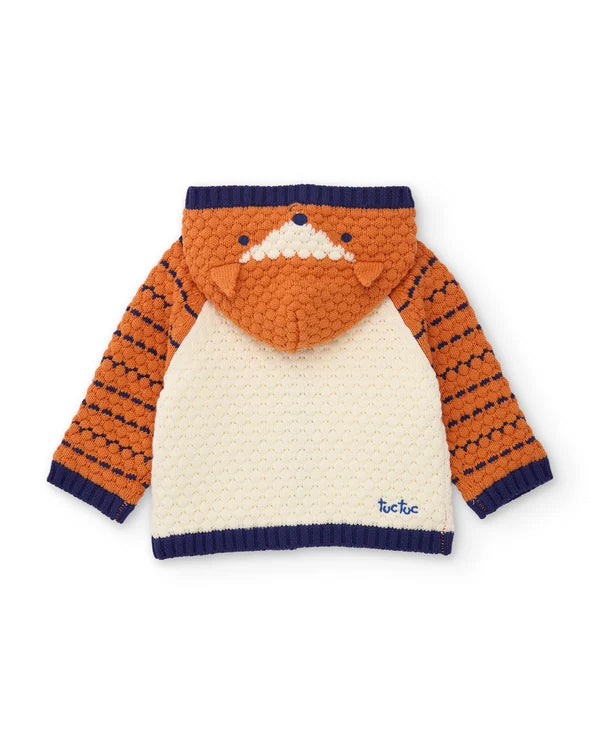 Giacca in Maglia Neonato 100% Cotone con Cappuccio e Bottoni