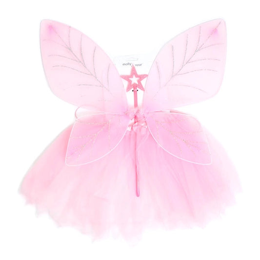 Ali di farfalla rosa con bacchetta e tutù coordinati