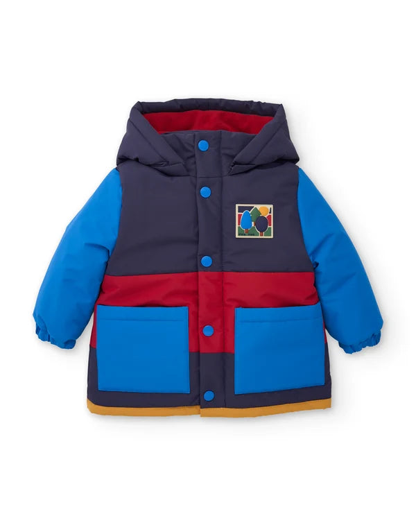 Giubbotto Invernale Boy Impermeabile con Cappuccio – Blu e Rosso