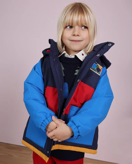 Giubbotto Invernale Boy Impermeabile con Cappuccio – Blu e Rosso