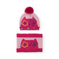 Set Berretto con Pompon e Scaldacollo Rosa Bambina