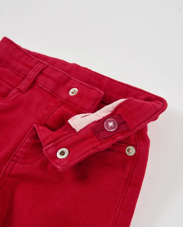 Pantaloni Boy Rossi in Cotone Elasticizzato con Tasche