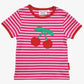 Maglietta a maniche corte per bambini in cotone biologico con applicazione di ciliegie- girl