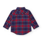 Camicia Boy Scozzese a Quadri Blu e Rossi con Toppe Decorative