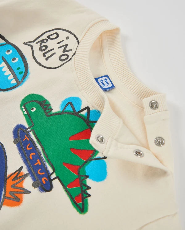 Felpa Boy in Cotone con Stampa Dinosauri Colorati