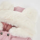 Cappotto Invernale Bambina Rosa con Cappuccio in Pelliccia e Stampa a Cuori