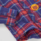 Camicia Boy Scozzese a Quadri Blu e Rossi con Toppe Decorative