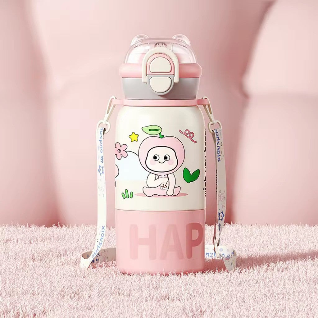 Borraccia Termica Bambini 500ml  – Acciaio Inox  3 in 1 con cannuccia