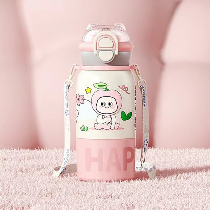 Borraccia Termica Bambini 500ml  – Acciaio Inox  3 in 1 con cannuccia