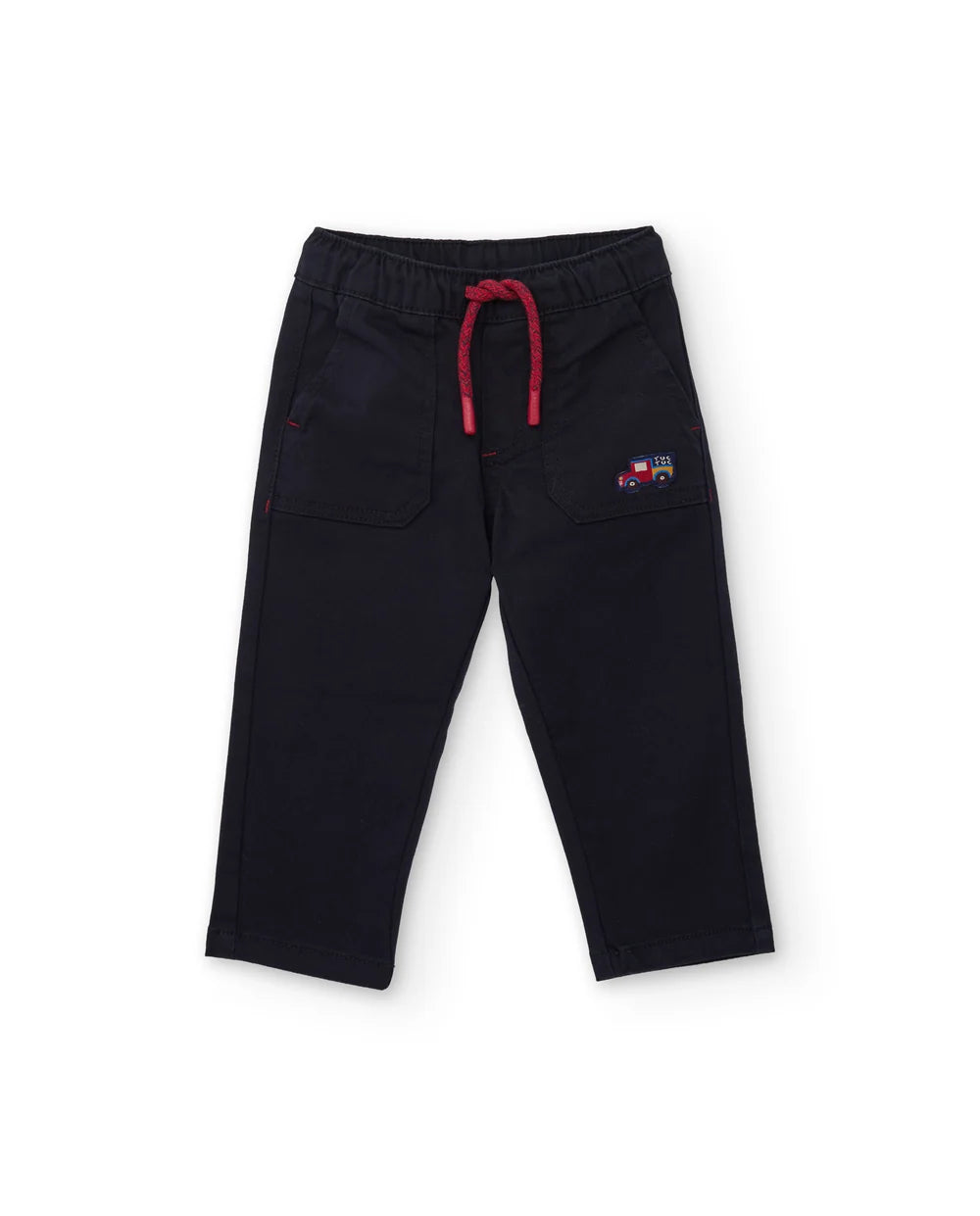 Jeans Boy Blu Navy in Cotone Elasticizzato con Ricamo Auto