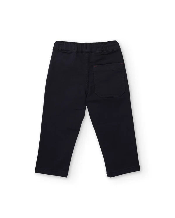 Jeans Boy Blu Navy in Cotone Elasticizzato con Ricamo Auto