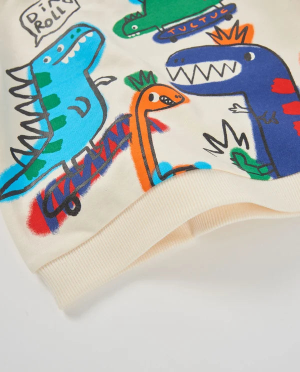 Felpa Boy in Cotone con Stampa Dinosauri Colorati