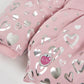 Cappotto Invernale Bambina Rosa con Cappuccio in Pelliccia e Stampa a Cuori