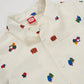 Camicia Boy Bianca in Cotone con Stampa Fantasia e Bottoni