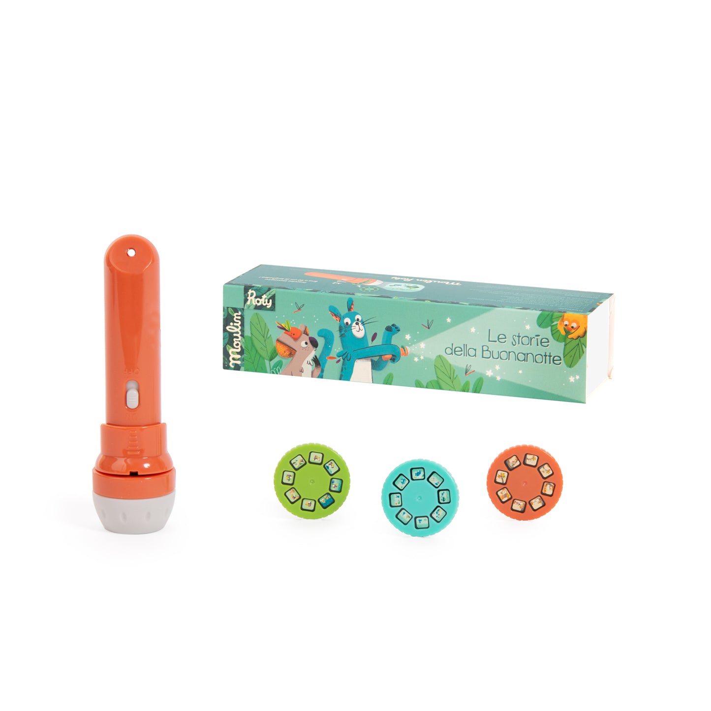 Lampada-Torcia Proietta Fiabe Moulin Roty – Storie della Buonanotte (3 Racconti)