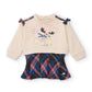 Vestito Girl in Cotone con Stampa Alce e Gonna a Quadri