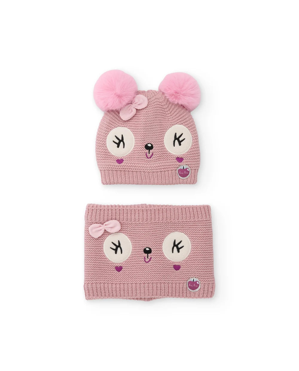 Set Girl in Tricot Rosa – Berretto con Orecchiette e Scaldacollo