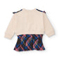 Vestito Girl in Cotone con Stampa Alce e Gonna a Quadri