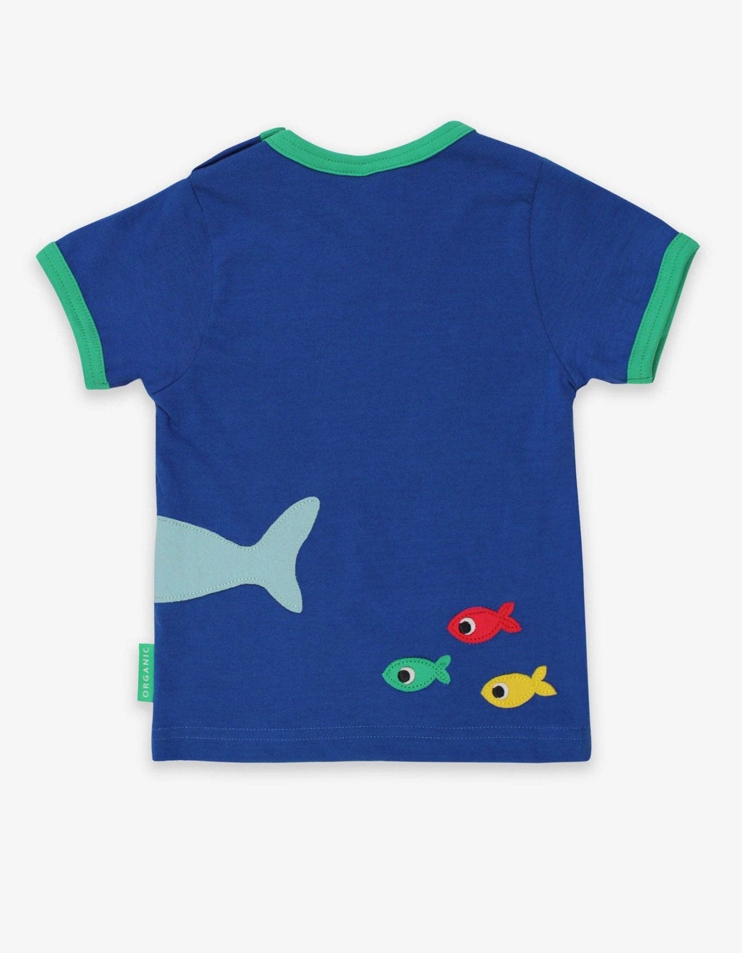 Maglietta per bambini in cotone biologico a maniche corte con applicazione di squalo - boy