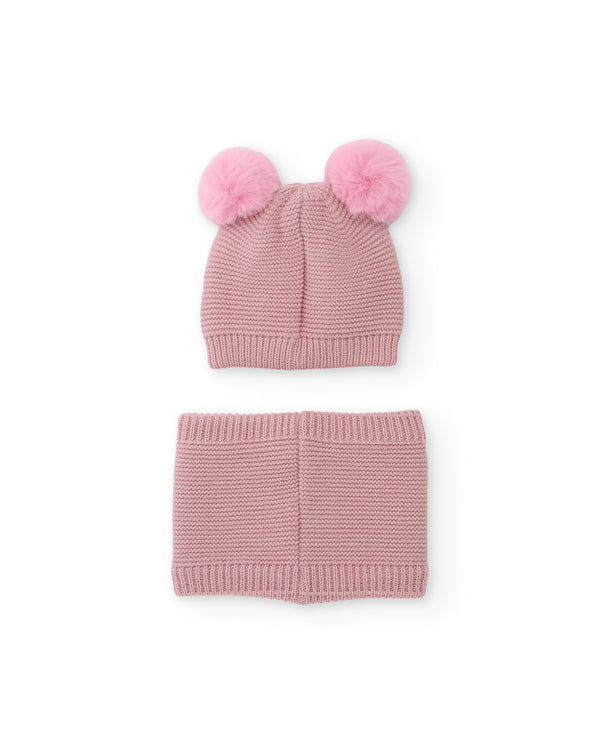 Set Girl in Tricot Rosa – Berretto con Orecchiette e Scaldacollo