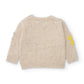 Maglione girl in Tricot Écru con Fiori Ricamati e Bottoni