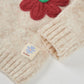 Maglione girl in Tricot Écru con Fiori Ricamati e Bottoni