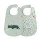 Set di 2 Bavaglini Impermeabili con Chiusura in Velcro- Croco - Done by Deer