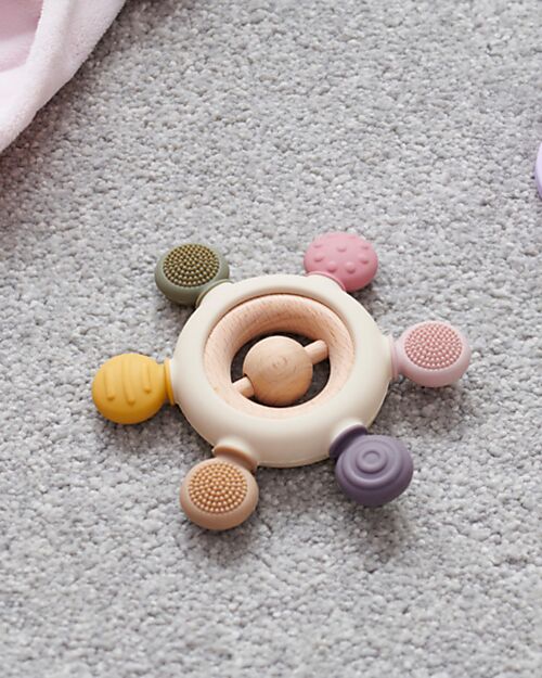 Massaggiagengive con Sonaglio TickiT – Silicone Alimentare e Legno Naturale